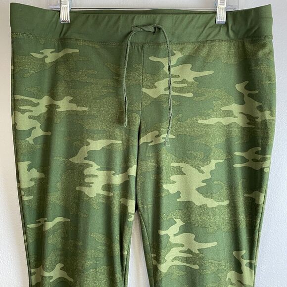 EUC Dream pajama Set White Grn Camo LOVE Btms Elastic Waist Pckts Sz XL - Picture 8 of 16